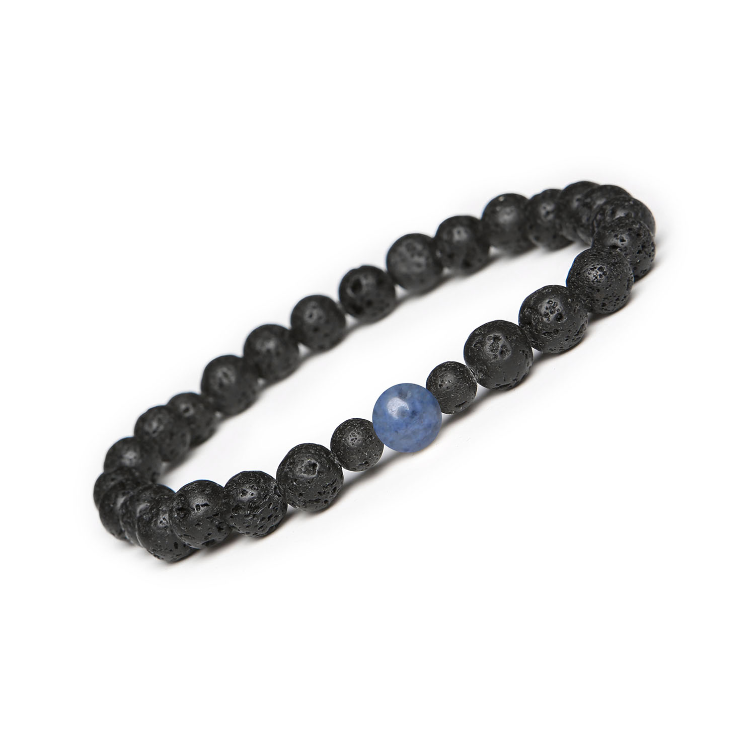 Kolekcja Binthe bransoletka na gumce z dumortyerytem oraz lawą wulkaniczną, idealna dla kobiet i mężczyzn Kolekcja dla kobiet i mężczyzn Dumortieryt