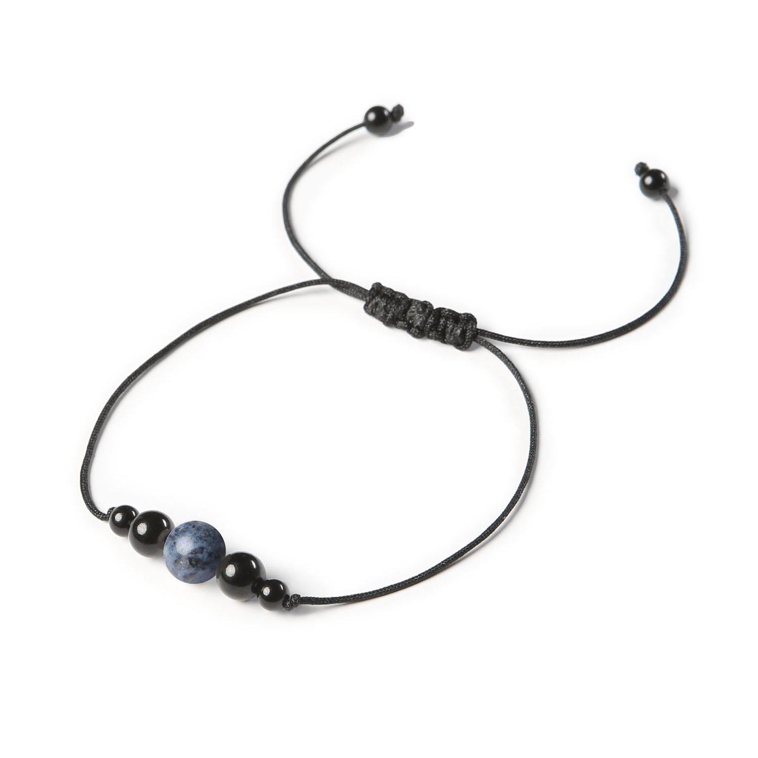 Kolekcja Garie bransoletka na sznurku z dumortierytem i turmalinem dla kobiet i mężczyzn Stylowa bransoletka Garie z kamieniami naturalnymi: dumortieryt i turmalin, idealna dla kobiet i mężczyzn.