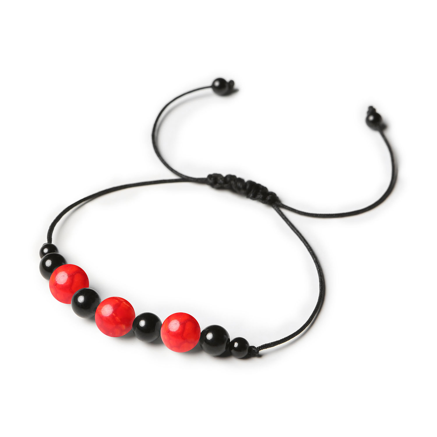 Kolekcja Haka Bransoletka na sznurku z czerwonym agatowym crackle i turmalinem, dla każdego Bransoletka z kolekcji Haka, wykonana z naturalnych kamieni: czerwony agat crackle i turmalin, idealna dla kobiet i mężczyzn.