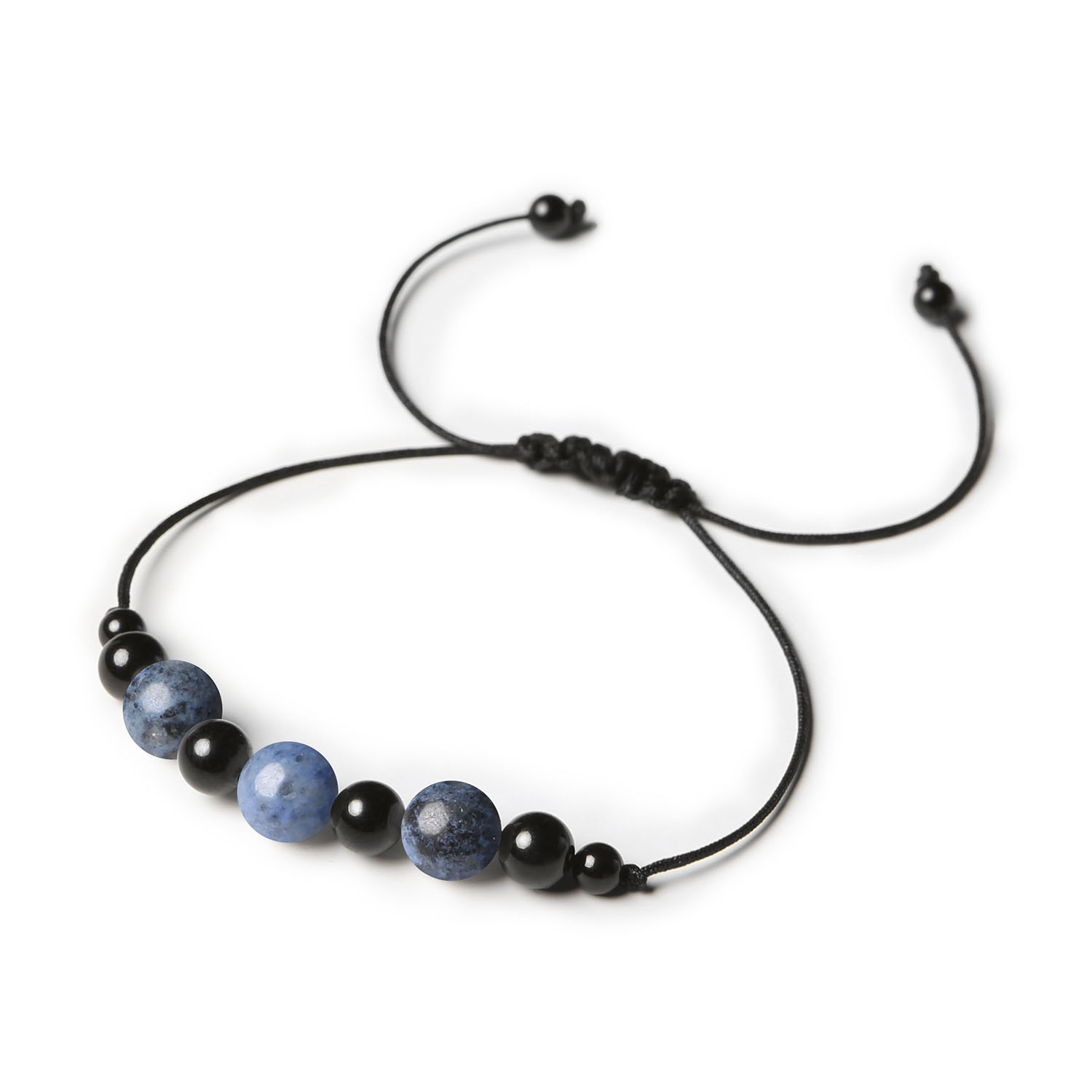 Kolekcja Haka bransoletka na sznurku z dumortyrytami i turmalinami, idealna dla kobiet i mężczyzn Stylowa bransoletka z kamieniami naturalnymi, dumortieryt i turmalin, z kolekcji Haka, doskonała dla każdej płci.