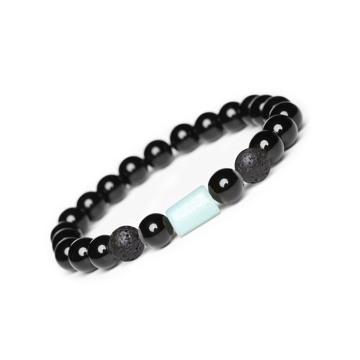 Kolekcja Laeri bransoletka na gumce z lawą wulkaniczną, amazonitem i onyksami dla wszystkich Kamienie Cudów: Z kolekcji Laeri, bransoletka z niezwykłymi kamieniami naturalnymi: Lawa Wulkaniczna, Amazonit i Onyks. Idealna dla tych, którzy szukają niepowtarzalnego dodatku do garderoby.