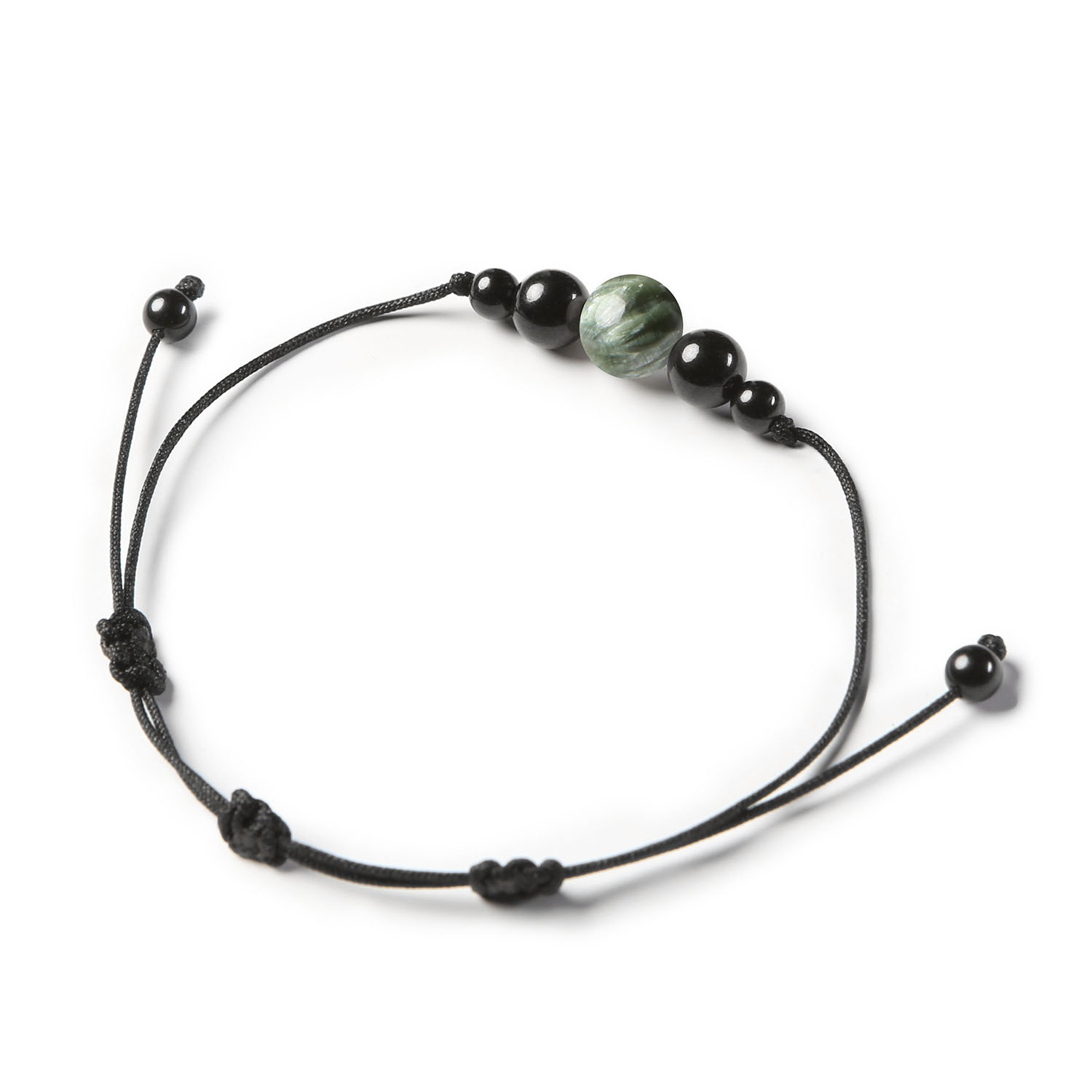 Elegancka bransoletka Garie z serafinitu i turmalinu, stworzona z myślą o kobietach i mężczyznach, z naturalnymi kamieniami.