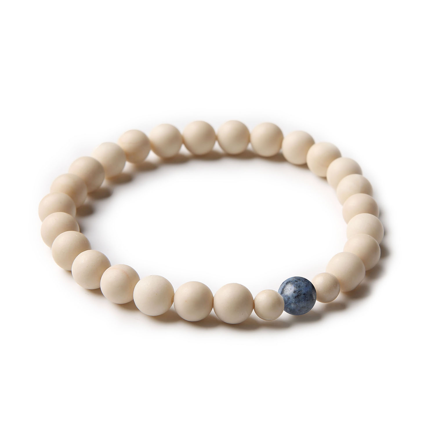 Bransoletka z kolekcji Binthe, wykonana z naturalnych kamieni: dumortierytu i kamienia rzecznego, idealna dla kobiet i mężczyzn.