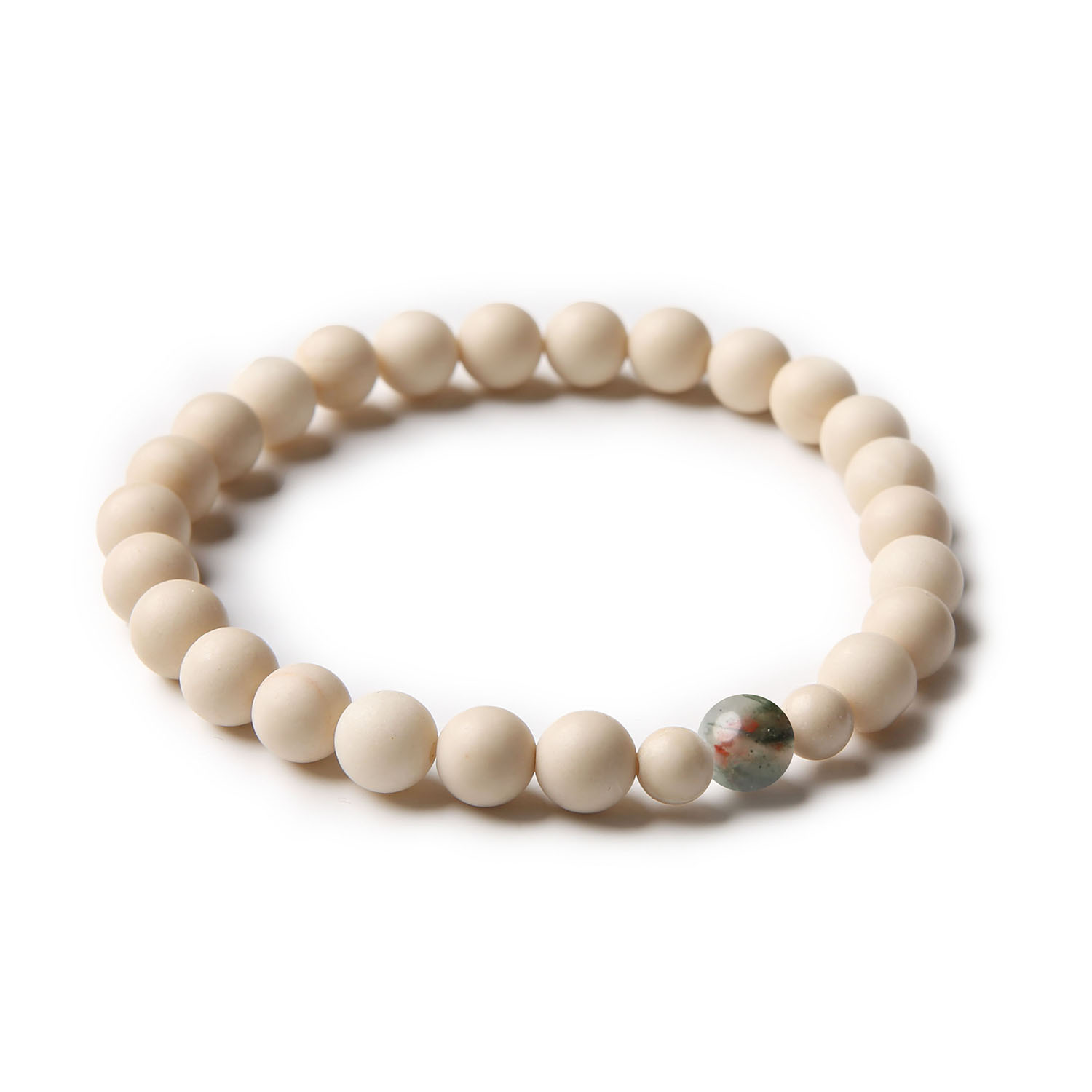 Bransoletka z kolekcji Binthe, wykonana z heliotropu i kamienia rzecznego, idealna dla kobiet i mężczyzn.