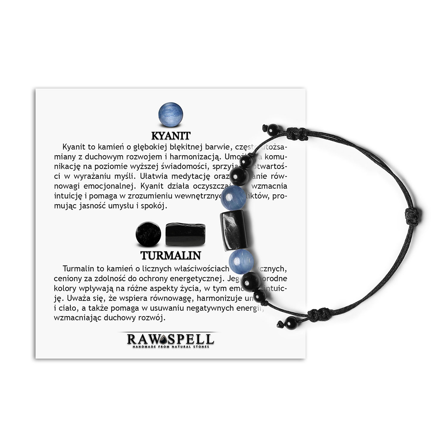 Stylowa bransoletka na sznurku Inare z kyanitem i turmalinem dla wszystkich Stylowa bransoletka z kolekcji Inare, ozdobiona kyanitem i turmalinem, dla każdego.