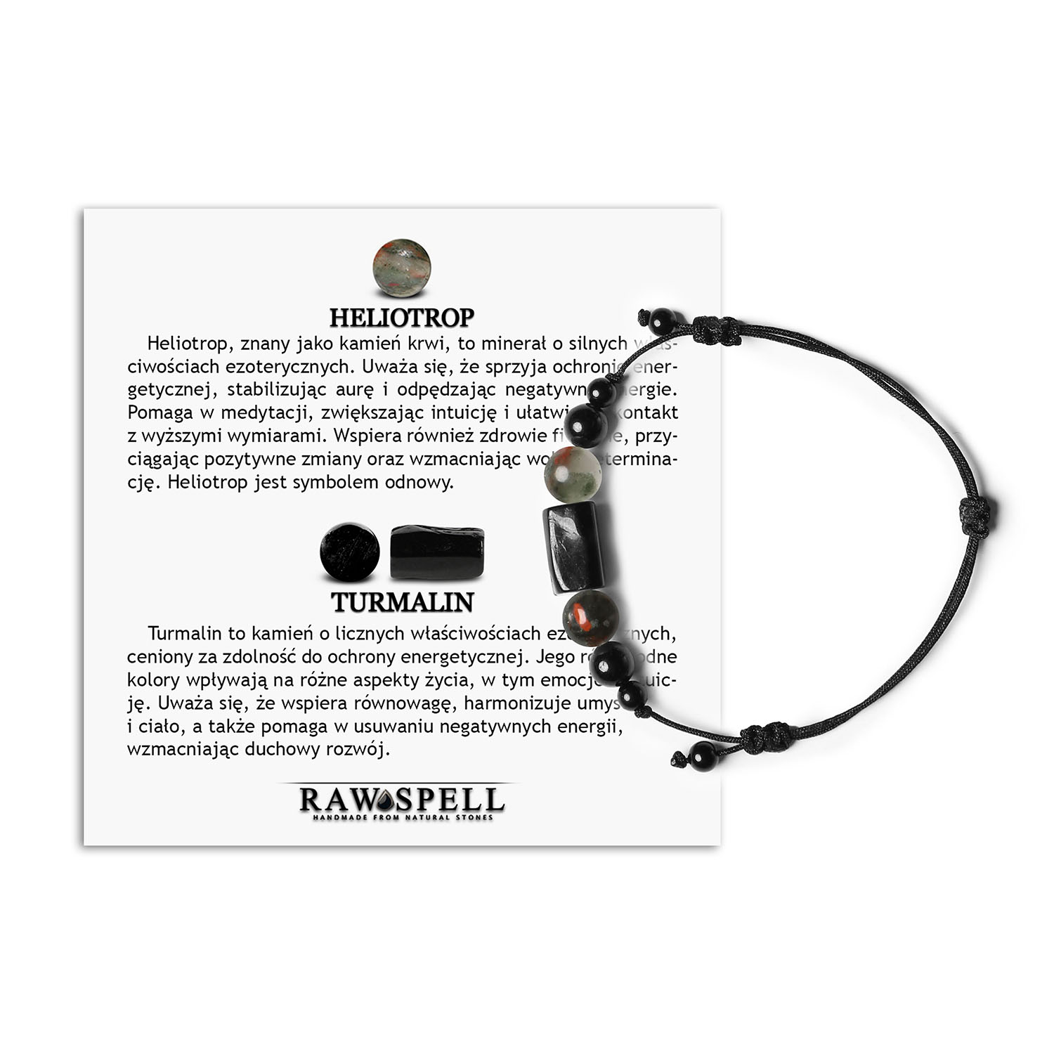 Stylowa bransoletka na sznurku z kolekcji Inare, w kolorach heliotropu i turmalinu, idealna dla kobiet i mężczyzn Stylowa bransoletka Inare z kolekcji dla kobiet i mężczyzn, ozdobiona kamieniami heliotrop i turmalin.