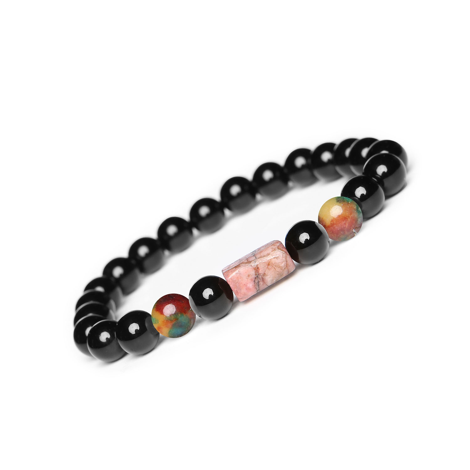 Stylowa bransoletka na sznurku z kolekcji Laeri z agatem, różowym rodonitem i onyksami dla kobiet i mężczyzn Bransoletka "Laeri" - Elegancka Proporcja: Wspaniała bransoletka z kolekcji Laeri. Wykonana z naturalnych kamieni, zapewnia niepowtarzalny wygląd. Ośmiokątne kształty kamieni agatu i rodonytu dodają jej elegancji i srogości. Idealna dla kobiet i mężczyzn szukających osobistej proporcji w swoim stylu.