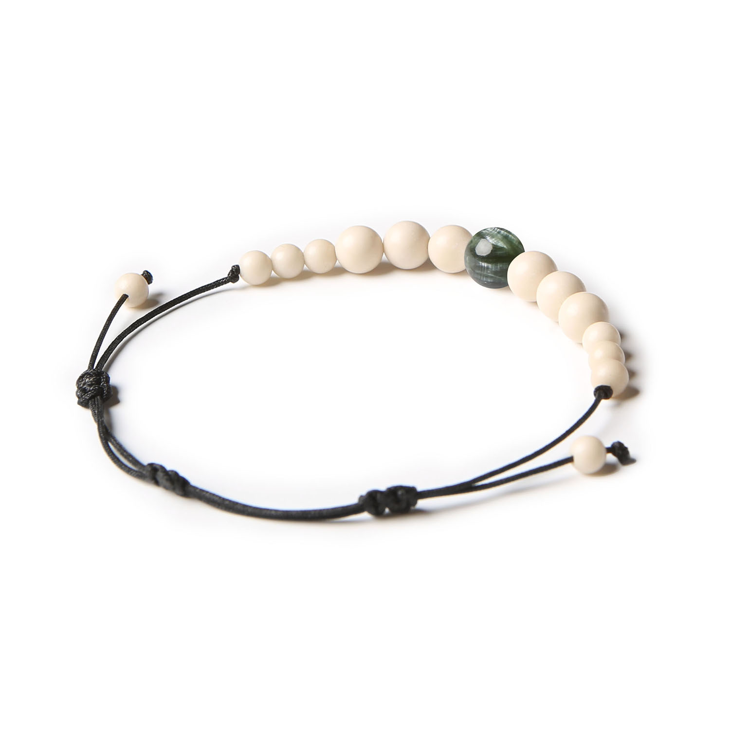 Bransoletka z kolekcji Jaue, wykonana z naturalnych kamieni w tym serafinitu i kamienia rzecznego, idealna dla kobiet i mężczyzn.