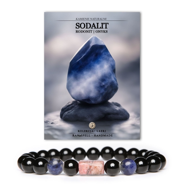 Wyjątkowa bransoletka z kamieniami naturalnymi - Sodalit i Rodonit w kolorze różowym, dla kobiet i mężczyzn.