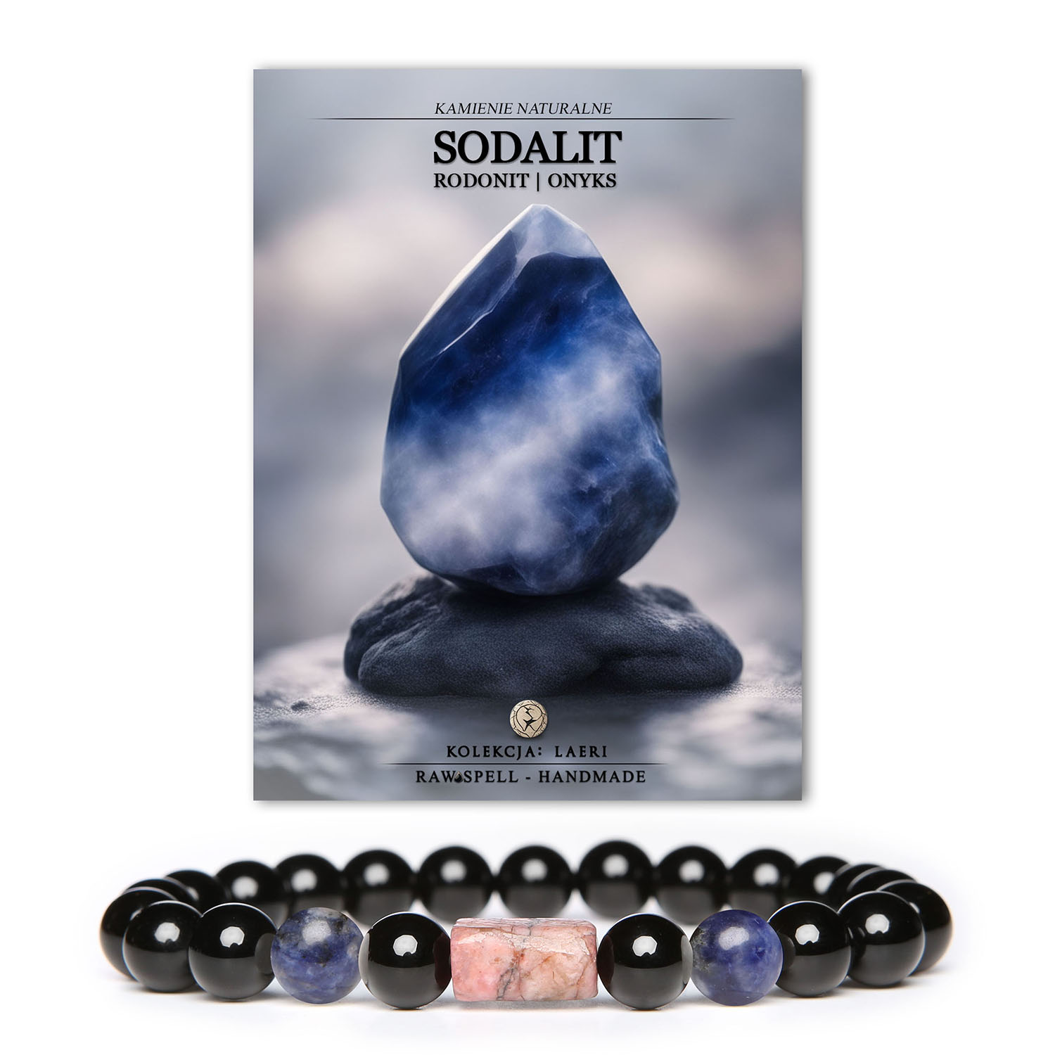 Wyjątkowa bransoletka z kamieniami naturalnymi - Sodalit i Rodonit w kolorze różowym, dla kobiet i mężczyzn.