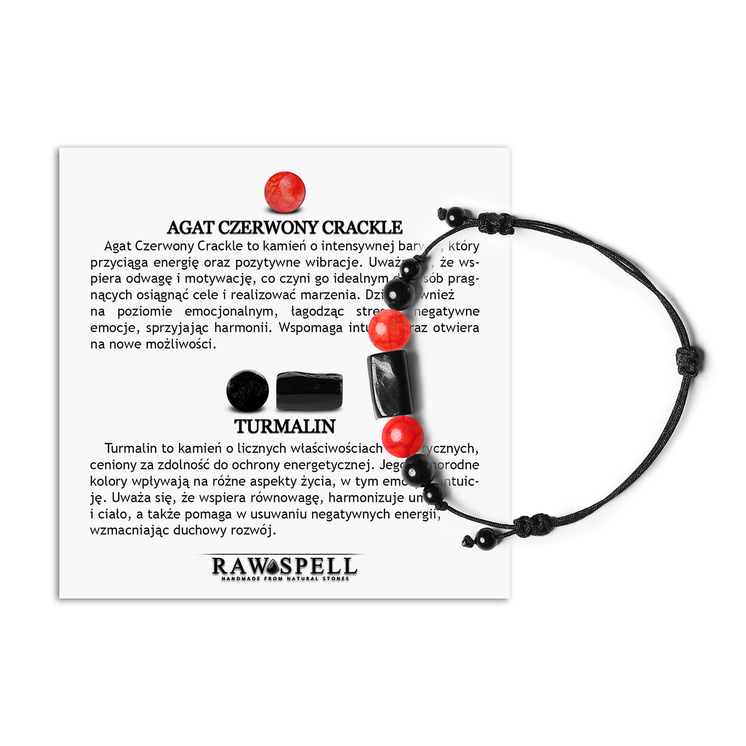 Unikalna bransoletka Inare z Agatem Czerwonym Crackle i Turmalinem - idealna dla kobiet i mężczyzn Stylowa bransoletka z kolekcji Inare, wykonana z czerwonego agatu crackle i turmalinu, perfekcyjna dla każdego.