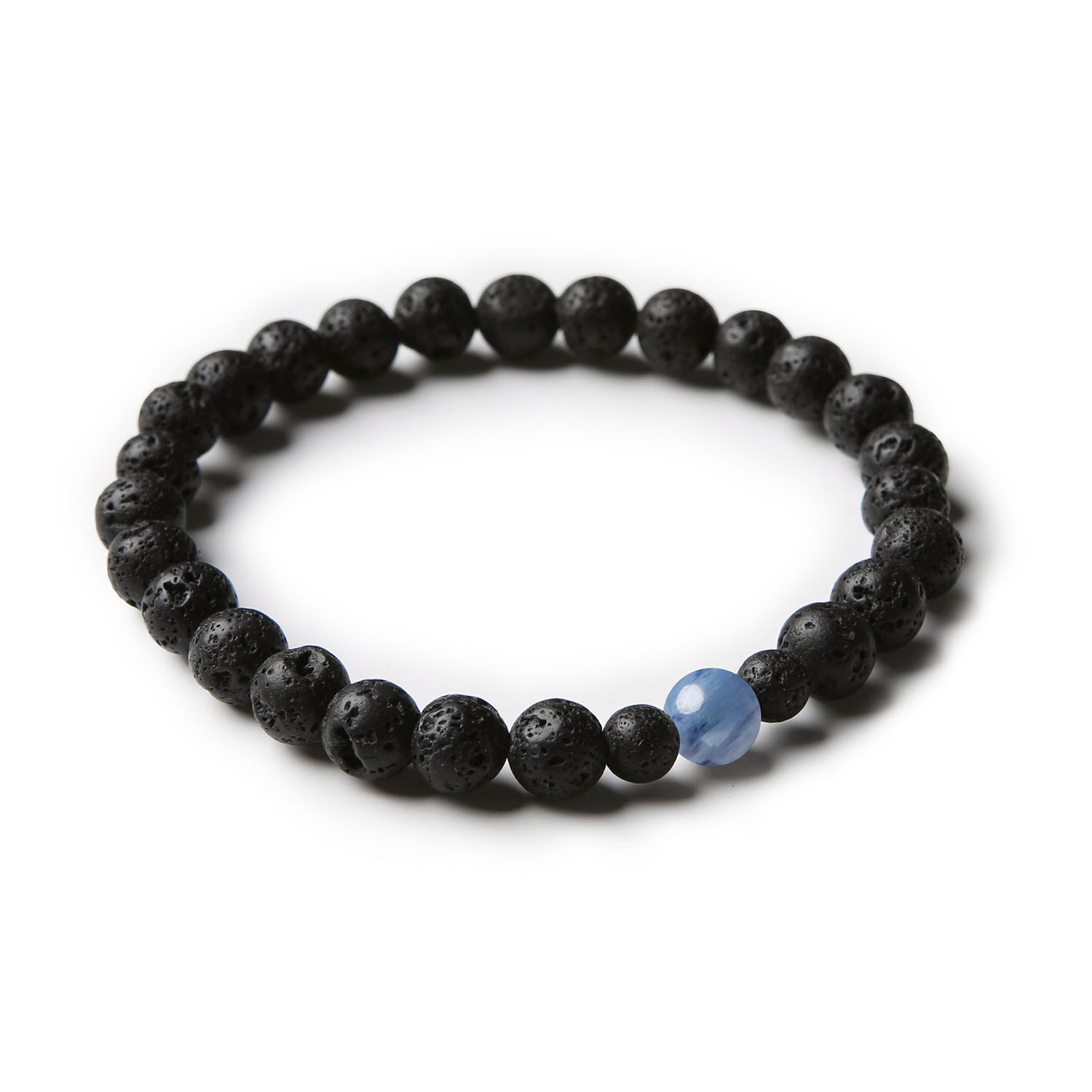 Bransoletka z kolekcji Binthe, wykonana z kamieni naturalnych: kyanit i lawa wulkaniczna, dla kobiet i mężczyzn.