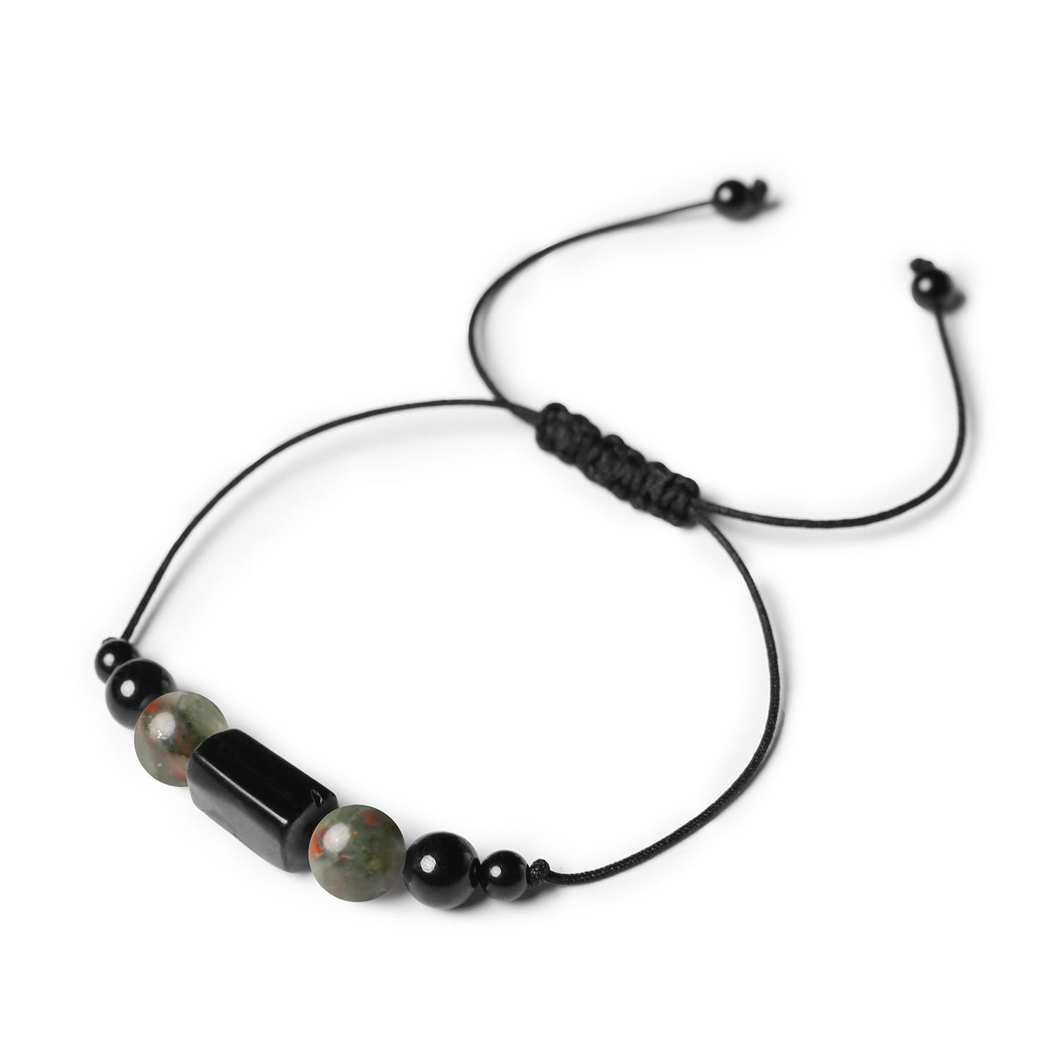 Unikalna bransoletka na sznurku z kolekcji Inare, inspirowana heliotropem i turmalinem, perfekcyjna dla pań i panów Bransoletka Inare z naturalnymi kamieniami: heliotrop i turmalin, idealna dla kobiet i mężczyzn.