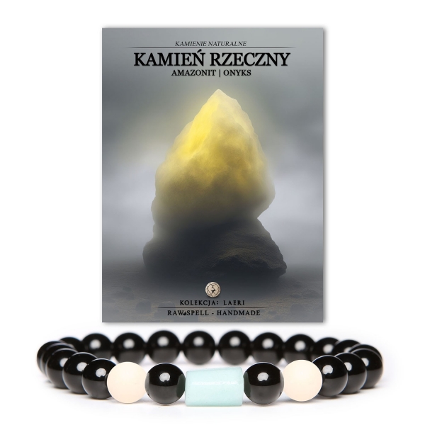 Bransoletka Laeri z naturalnymi kamieniami - rzeczny kamień, amazonit i onyks, idealna dla kobiet i mężczyzn.