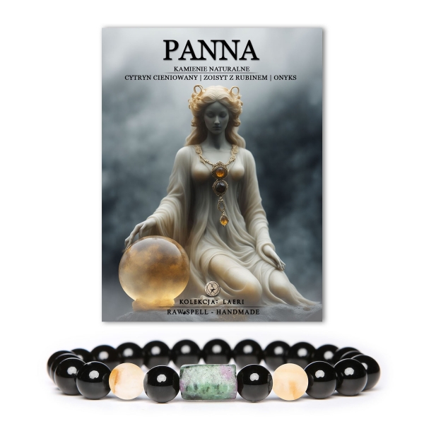 Bransoletka z kamieniami naturalnymi z serii Laeri, stylowa i elegancka, z cytrynem cieniowanym, zoisytą i rubinem, panna zodiaku w jednej z najpiękniejszych wersji.