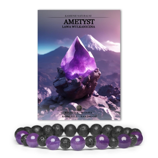 Elegancka bransoletka z kolekcji Mijaha, wykonana z ametystu i lawy wulkanicznej, dla miłośników naturalnej biżuterii.