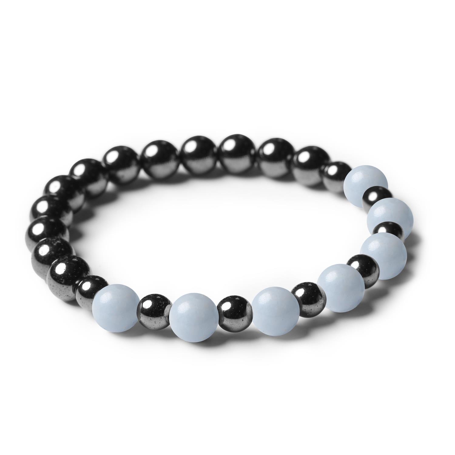 Nowoczesna biżuteria z angelit peru i hematytem grafitowym, idealna dla kobiet i mężczyzn - kolekcja Mijaha.