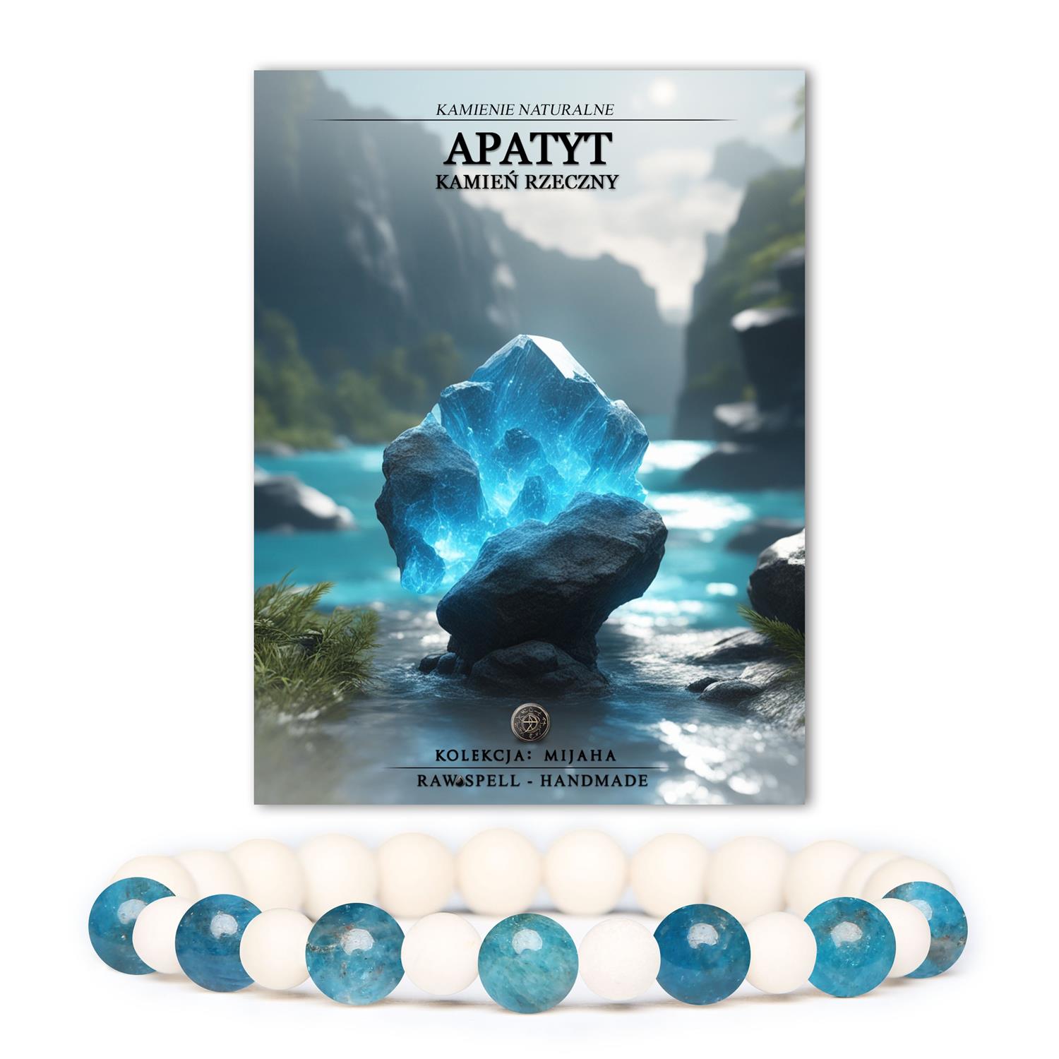 Ekskluzywna bransoletka z kolekcji Mijaha z kamieniami naturalnymi - Apatyt oraz Kamień Rzeczny, unisex.