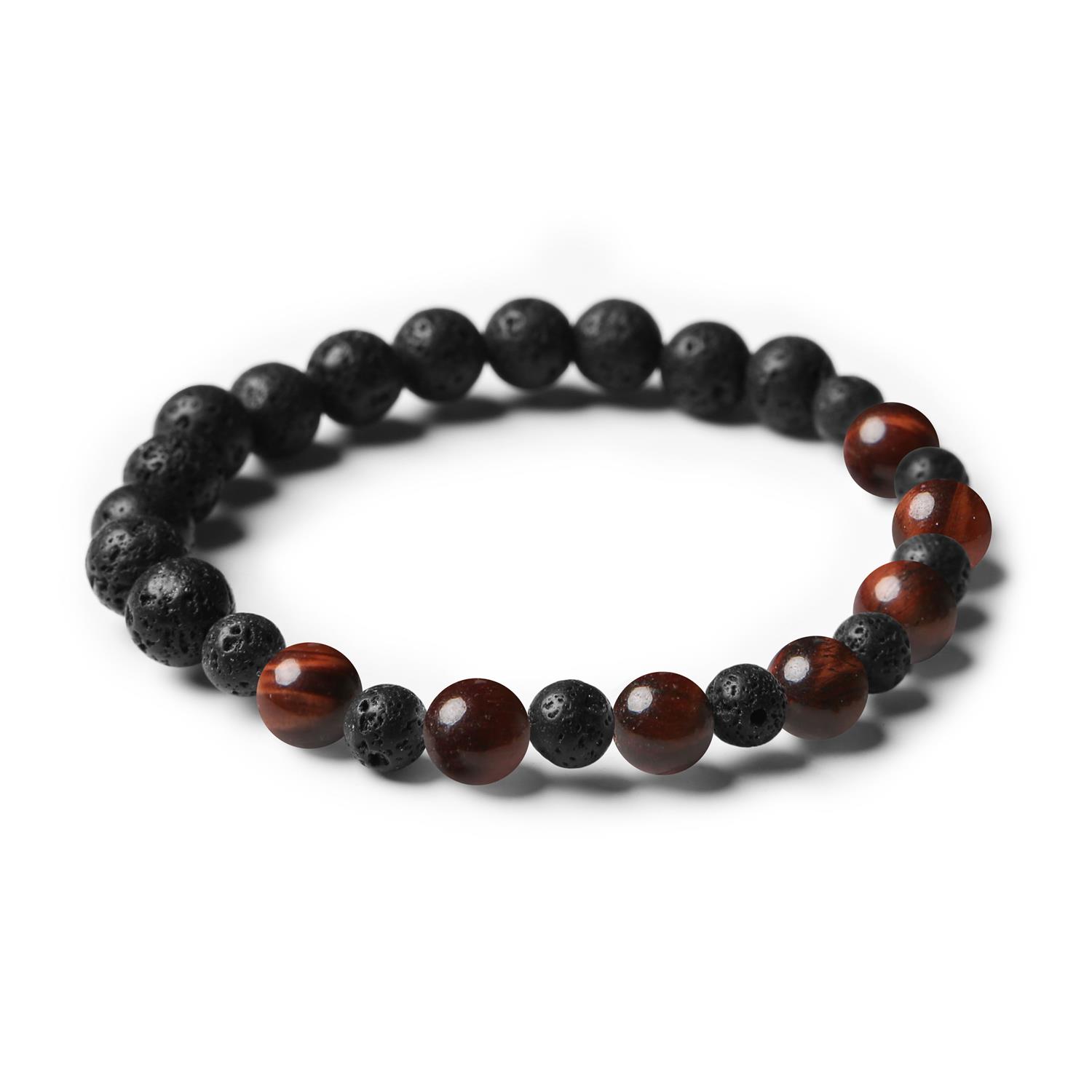 Bransoletka z kolekcji Mijaha, wykonana z naturalnych kamieni - Bawole Oko i Lawy Wulkanicznej, idealna dla kobiet i mężczyzn.