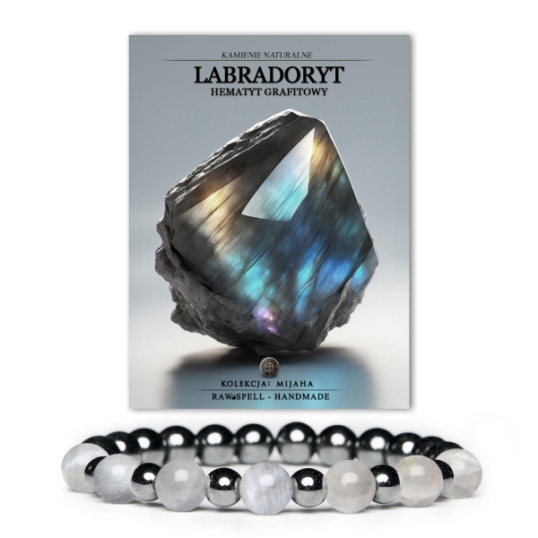 Stylowa biżuteria dla kobiet i mężczyzn z labradorytem i hematytem grafitowym z kolekcji Mijaha.