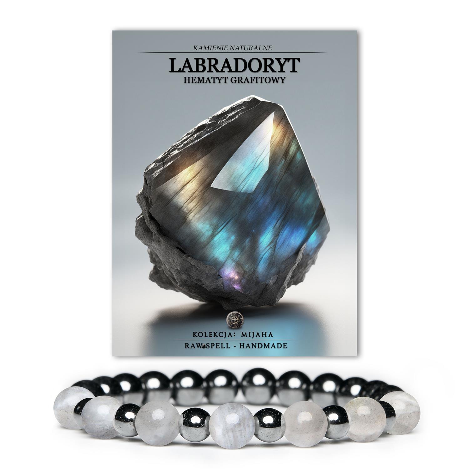 Stylowa biżuteria dla kobiet i mężczyzn z labradorytem i hematytem grafitowym z kolekcji Mijaha.