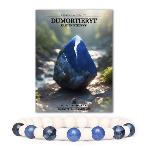 Bransoletka z naturalnych kamieni dumortieryt i kamień rzeczny z kolekcji Mijaha, odpowiednia dla obu płci.