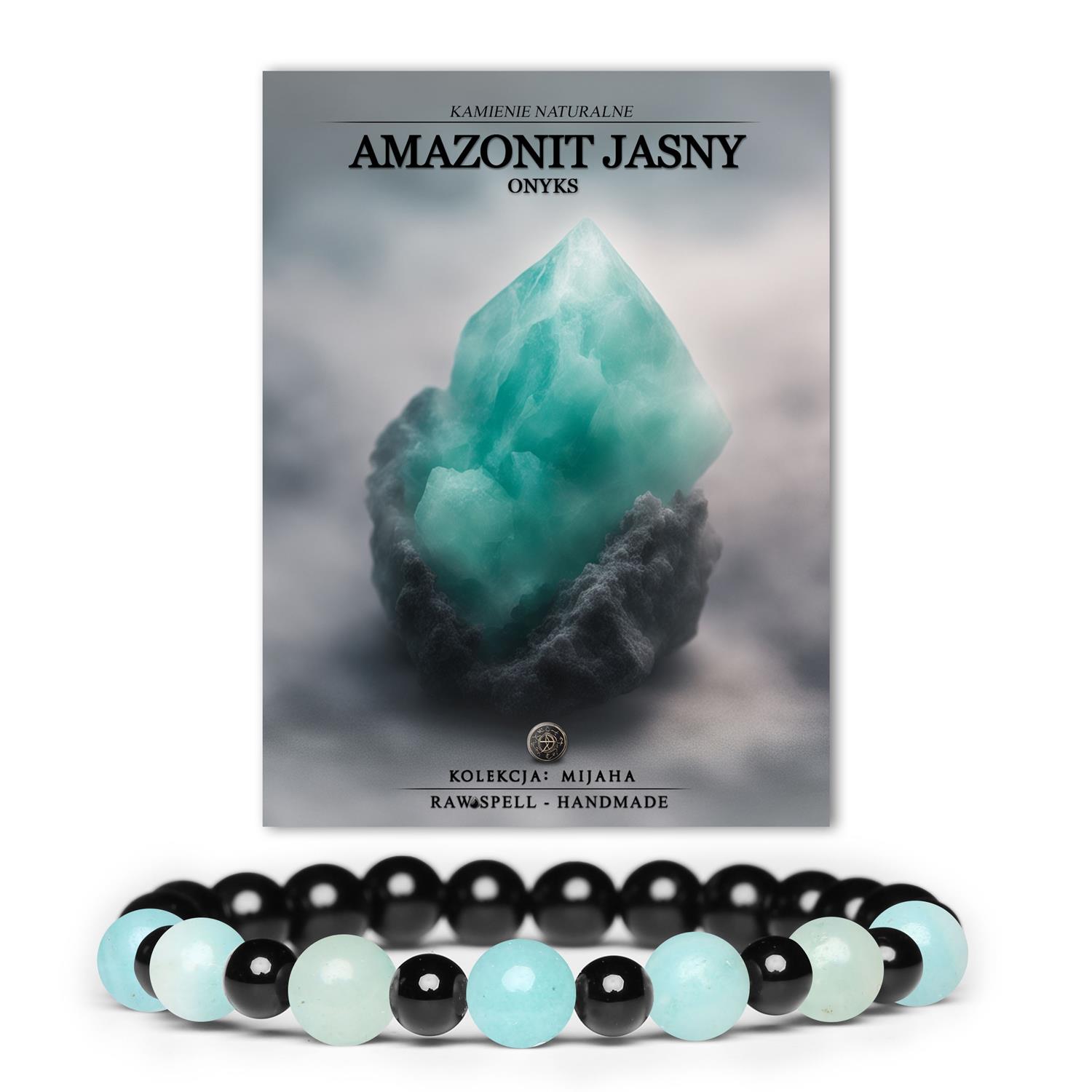 Kolekcja Mijaha: bransoletka z naturalnych kamieni - Amazonit Jasny i Onyks, idealna dla kobiet i mężczyzn