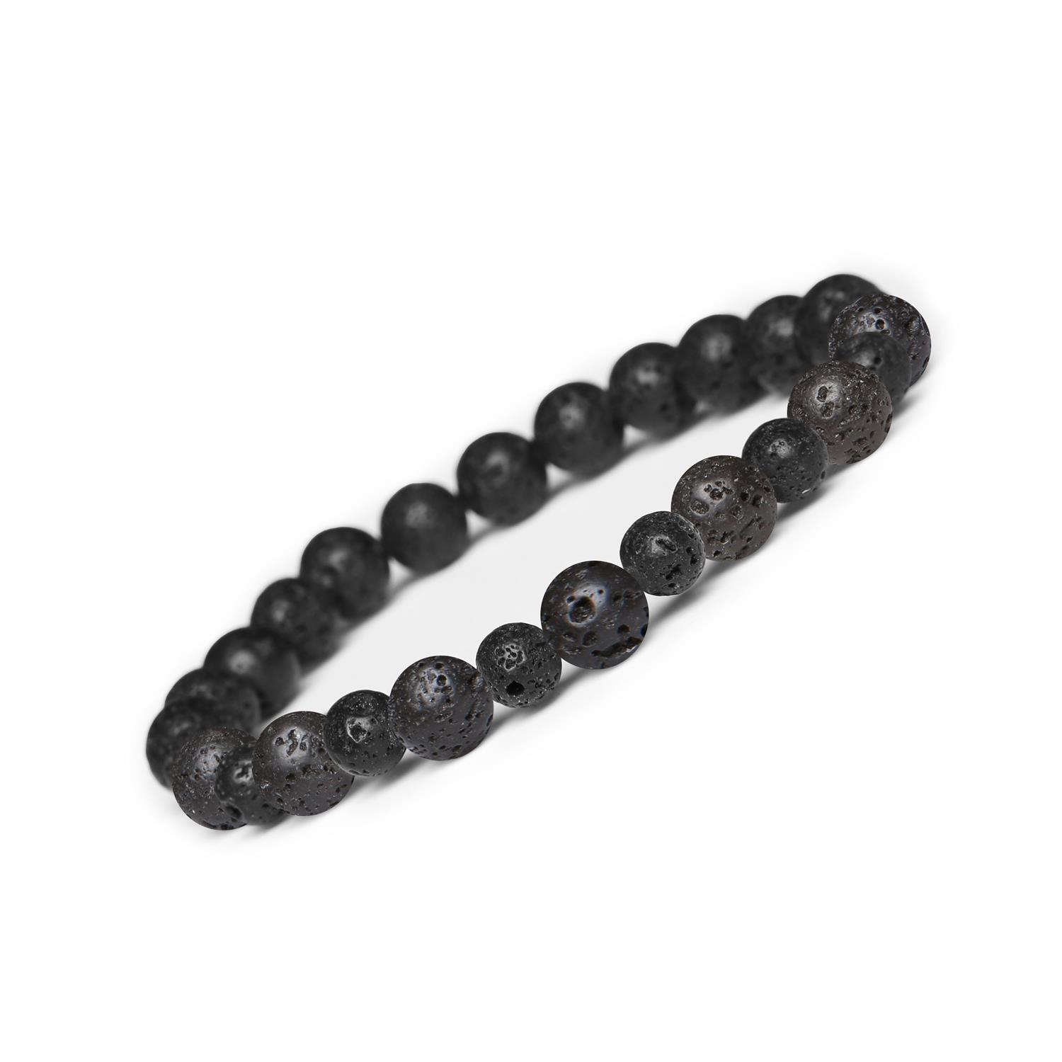 Bransoletka Mijaha z lawy wulkanicznej na gumce – dla kobiet i mężczyzn Dynamiczna lawa wulkaniczna, ukazująca żywiołowość i piękno, idealna dla ludzi obu płci.