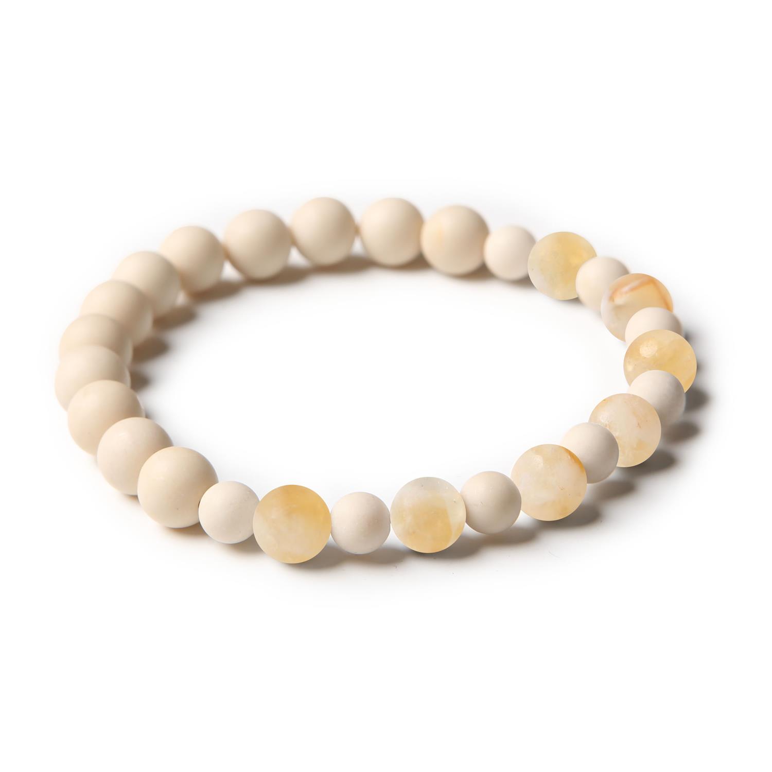 Bransoletka Mijaha z naturalnymi kamieniami: cytryn cieniowany oraz kamień rzeczny - unisex, doskonała na każdą okazję.