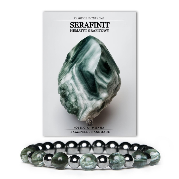 Oryginalna biżuteria Mijaha z serafinitu i hematytu grafitowego - idealny wybór dla kobiet i mężczyzn szukających wyjątkowych akcesoriów.