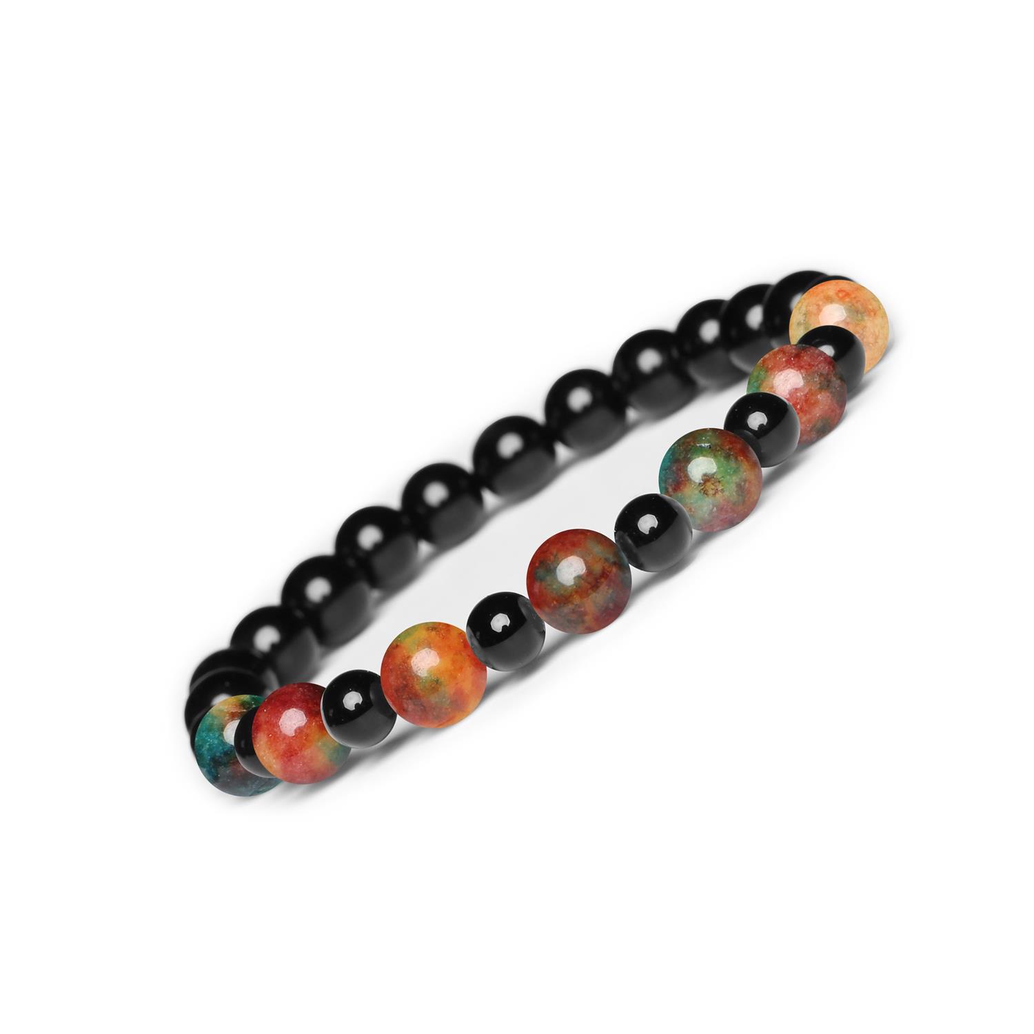 Bransoletka Mijaha z naturalnych kamieni - agat i onyks, idealna dla kobiet i mężczyzn Bransoletka Mijaha z agatu i onyxu, stworzona dla kobiet i mężczyzn, na elastycznej gumce