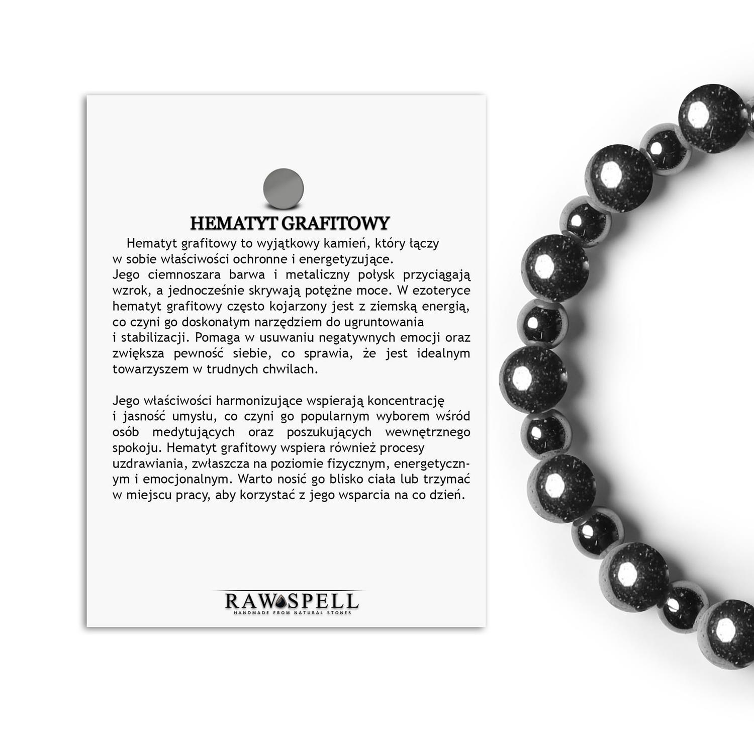 Bransoletka Mijaha z naturalnych kamieni w grafitowym hematycie, dla każdego мужчyzn i kobiet Unikalny hematyt grafitowy - modny element biżuterii unisex z kolekcji Mijaha.