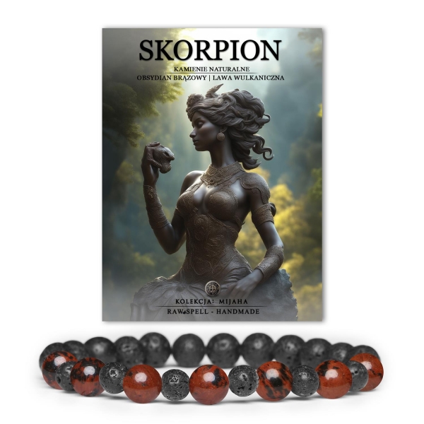 Stylowa bransoletka na gumce z obsydianu brązowego i lawy wulkanicznej. Idealny wybór dla Skorpiona. Sprawdź naszą kolekcję.