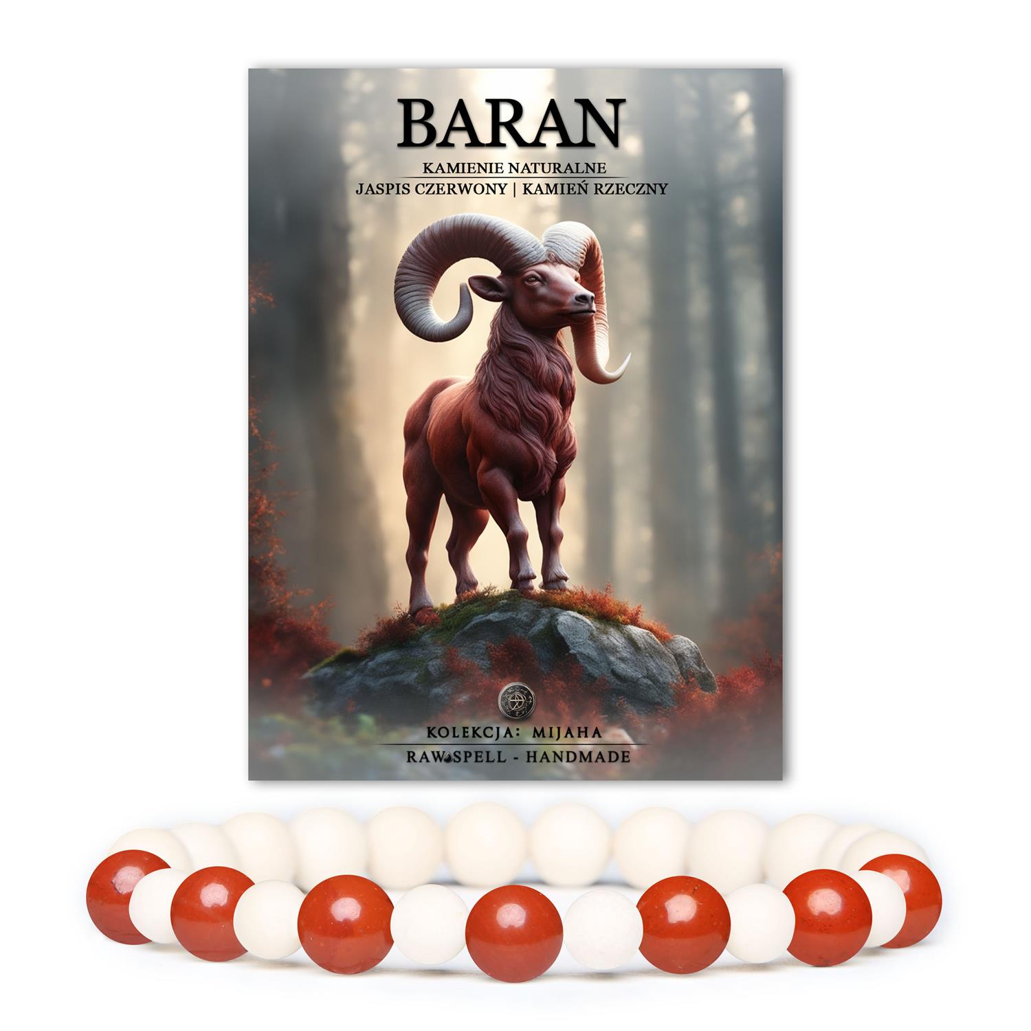 Elegancka bransoletka z kamieni naturalnych w odcieniach czerwieni, reprezentująca Barana, idealna dla wszystkich miłośników astrologii.