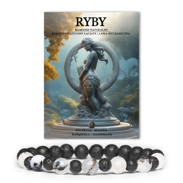 Odkryj bransoletkę dla Ryb z kamienia księżycowego i lawy wulkanicznej. Idealna na każdą okazję. Sprawdź naszą kolekcję Mijaha.