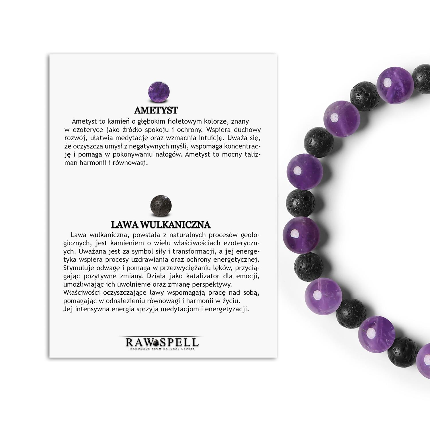 Bransoletka na gumce z kolekcji Mijaha - Ametyst i Lawa Wulkaniczna, doskonała dla Kobiet i Mężczyzn Stylowa bransoletka Mijaha z ametystem i lawą wulkaniczną, doskonała biżuteria unisex.