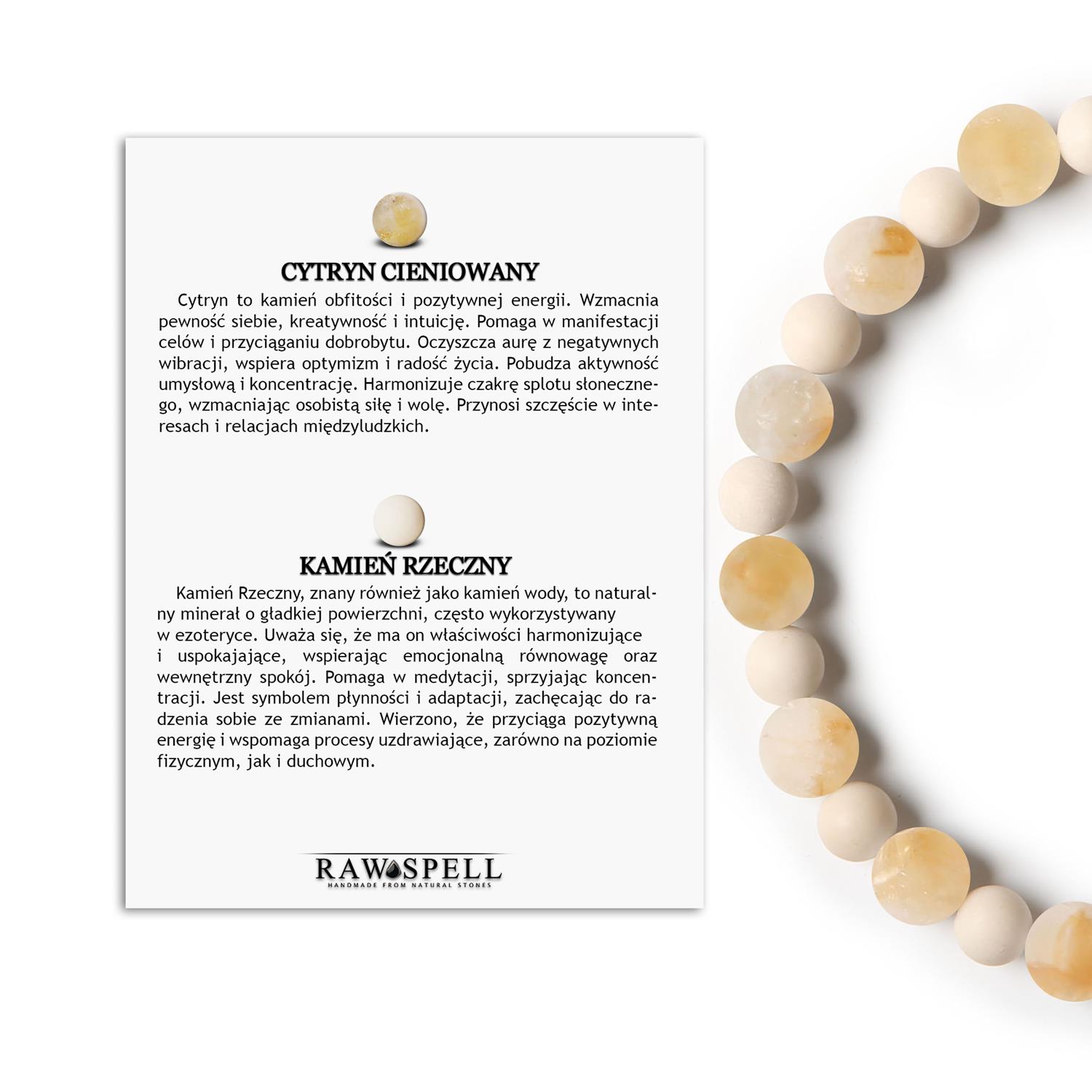 Bransoletka na gumce z kolekcji Mijaha, Cytryn Cieniowany i Kamień Rzeczny, doskonała dla kobiet Stylowa bransoletka z kolekcji Mijaha, wykonana z cytrynu cieniowanego i kamienia rzecznego - idealna dla każdej płci.