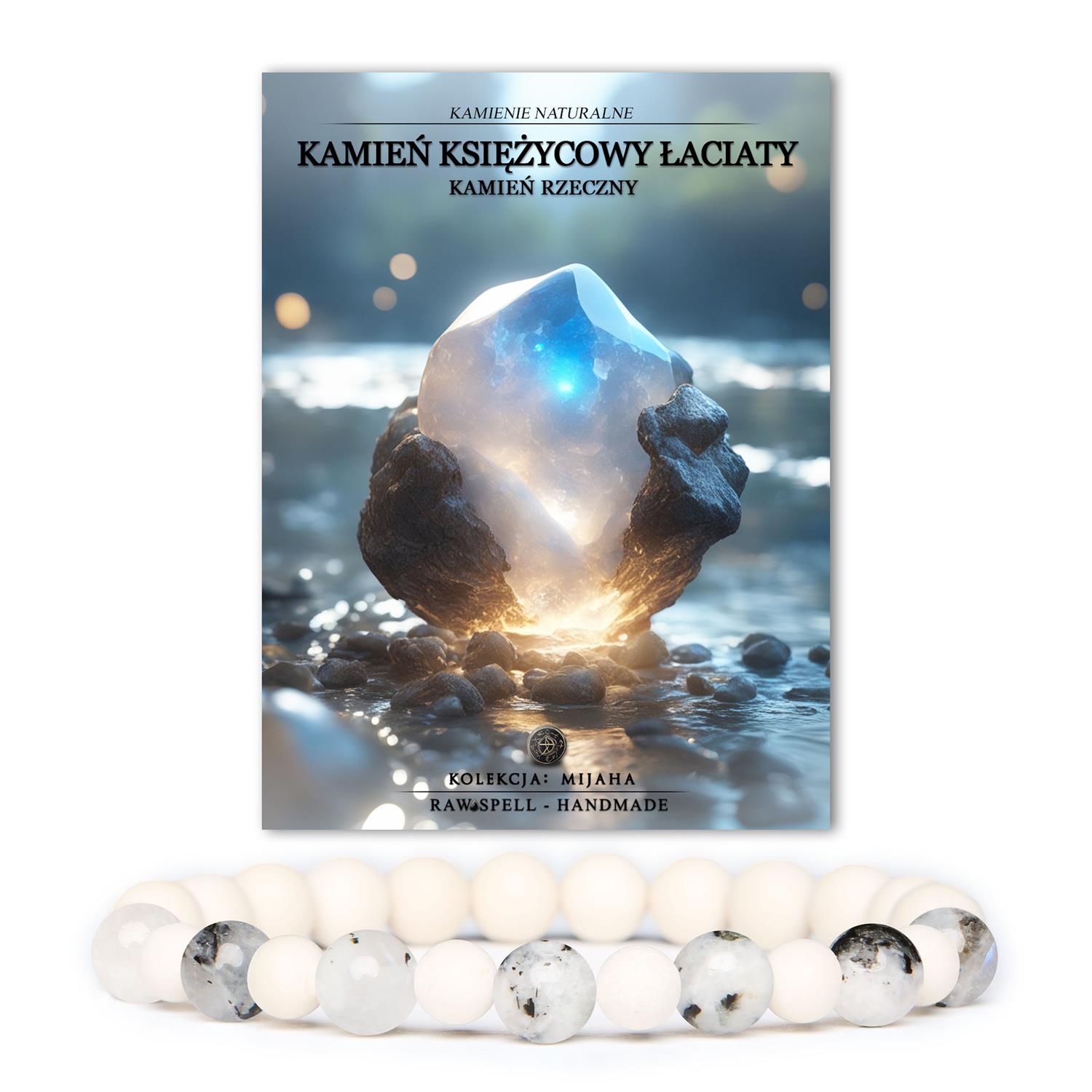 Kolekcja Mijaha: elegancka bransoletka z kamieniami naturalnymi, w tym Księżycowym Łaciatym i Rzecznym, dla każdej płci.