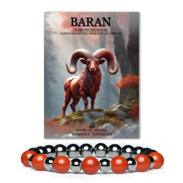 Bransoletka Baran z Jaspisem Czerwonym i Hematytem. Damska i męska wersja z naturalnych kamieni. Kolekcja Mijaha. Sprawdź.