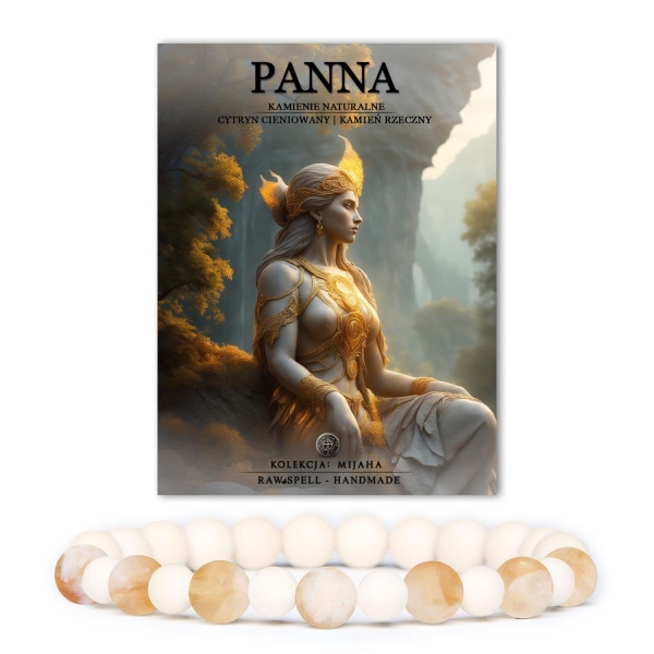 Stylowa bransoletka dla Panny z naturalnych kamieni. Kolorowy cytryn cieniowany i kamień rzeczny - unikalna męska i damska biżuteria.