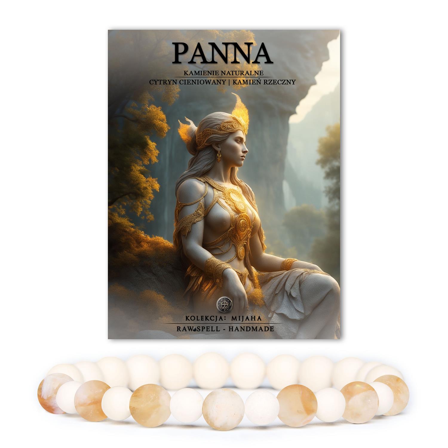 Stylowa bransoletka dla Panny z naturalnych kamieni. Kolorowy cytryn cieniowany i kamień rzeczny - unikalna męska i damska biżuteria.