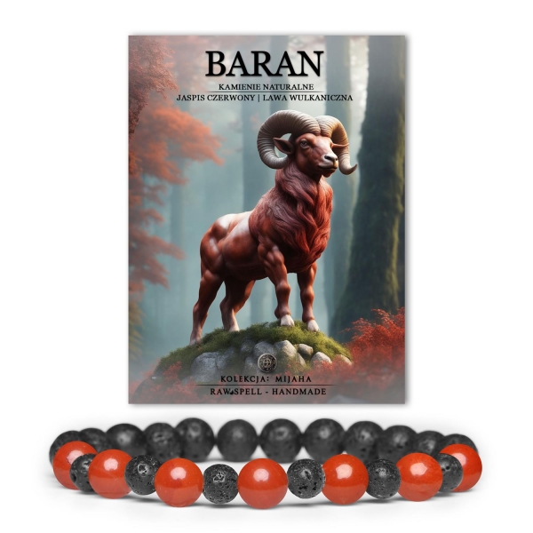Stylowa bransoletka z gumy, wykonana z czerwonego jaspisu i lawy wulkanicznej, dostępna w kolekcji Mijaha, dedykowana osobom urodzonym pod znakiem Barana.Stylowa bransoletka z gumy, wykonana z czerwonego jaspisu i lawy wulkanicznej, dostępna w kolekcji Mijaha, dedykowana osobom urodzonym pod znakiem Barana.