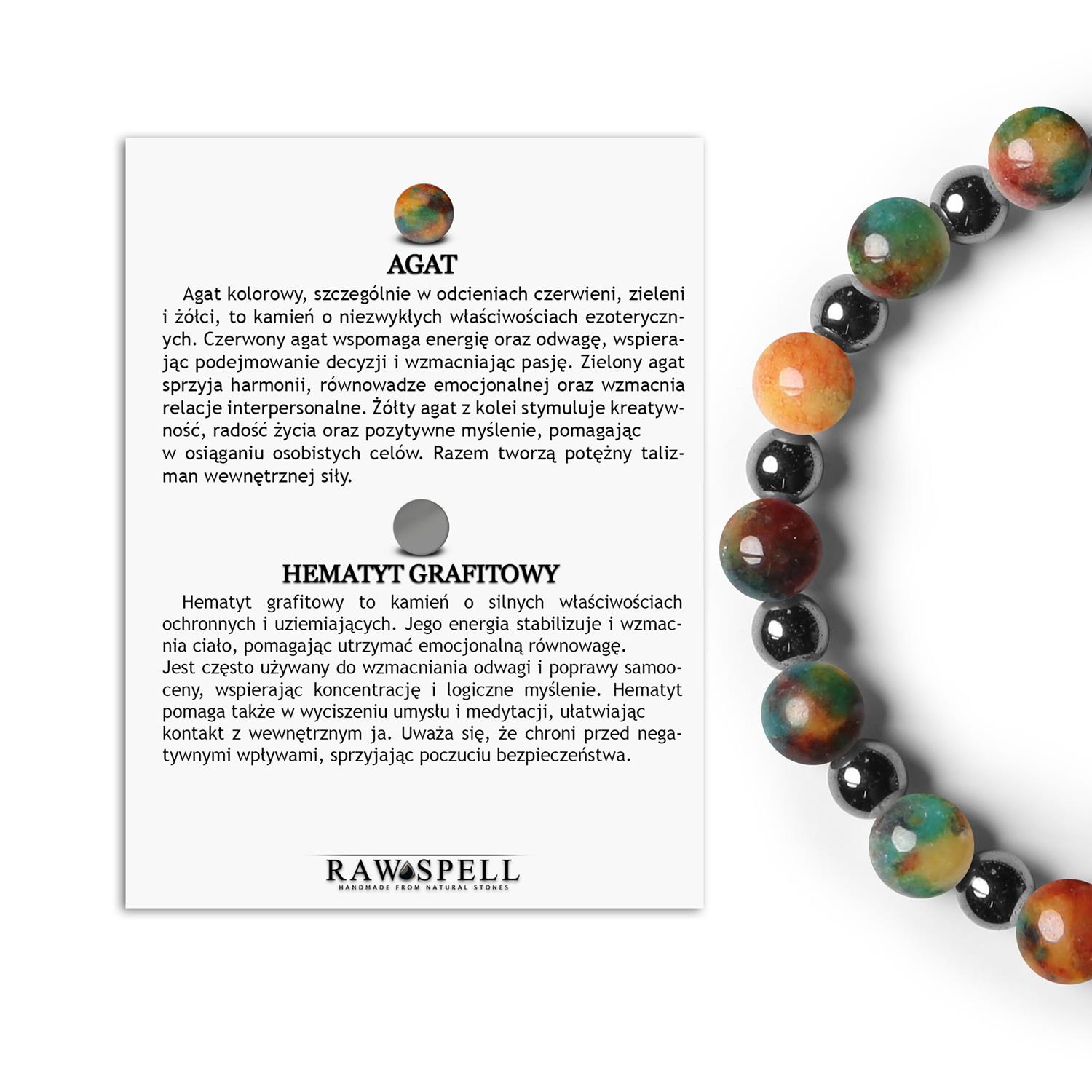 Bransoletka z gumki z kamieniami naturalnymi Mijaha – agat oraz hematyt grafitowy dla każdej płci Bransoletka z kolekcji Mijaha, wykonana z hematytu grafitowego i agatów, uniwersalna biżuteria dla każdego.