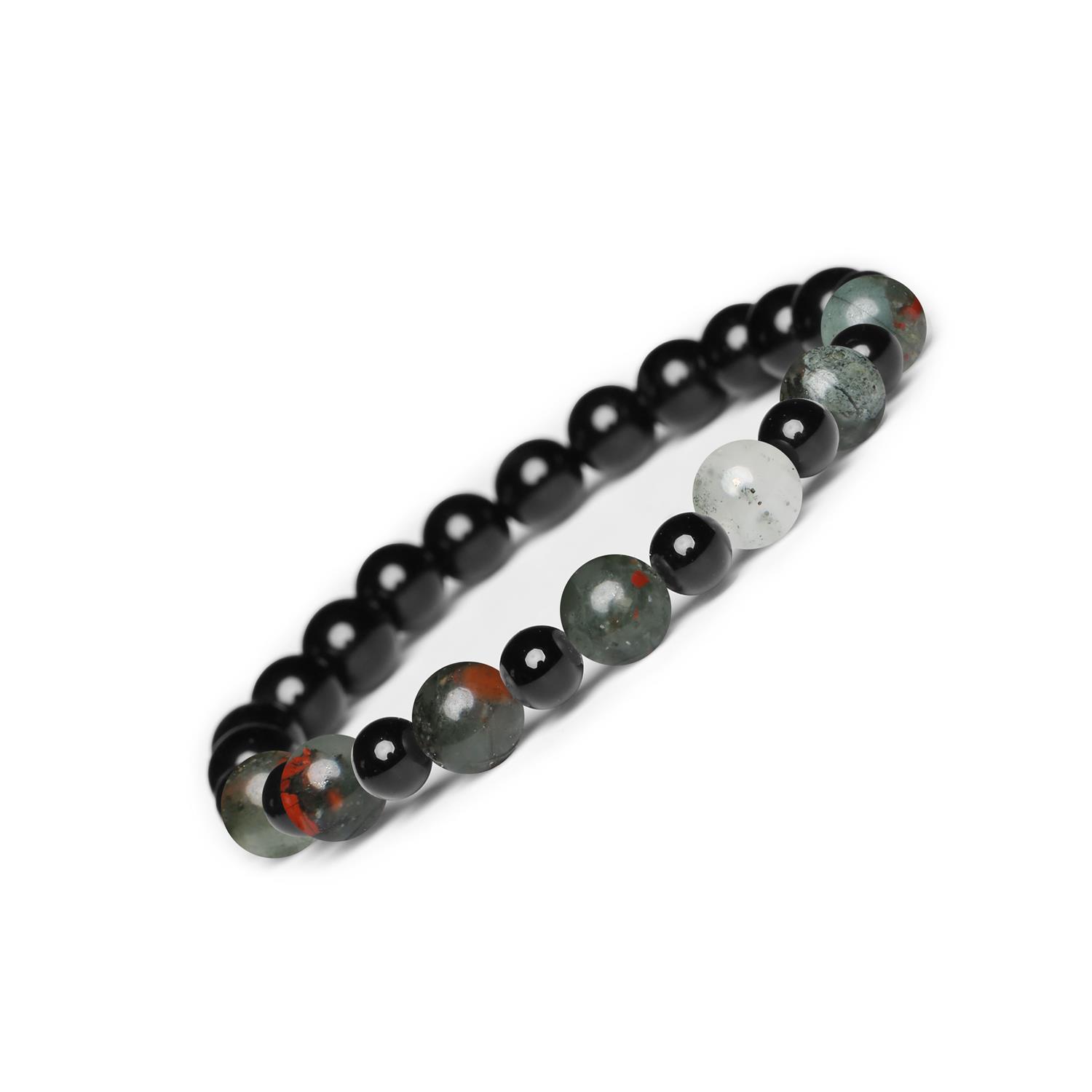 Bransoletka z kamieni naturalnych Heliotrop i Onyks na gumce z kolekcji Mijaha dla kobiet i mężczyzn Heliotrop onyx w bransoletce z kolekcji Mijaha, idealna dla kobiet i mężczyzn