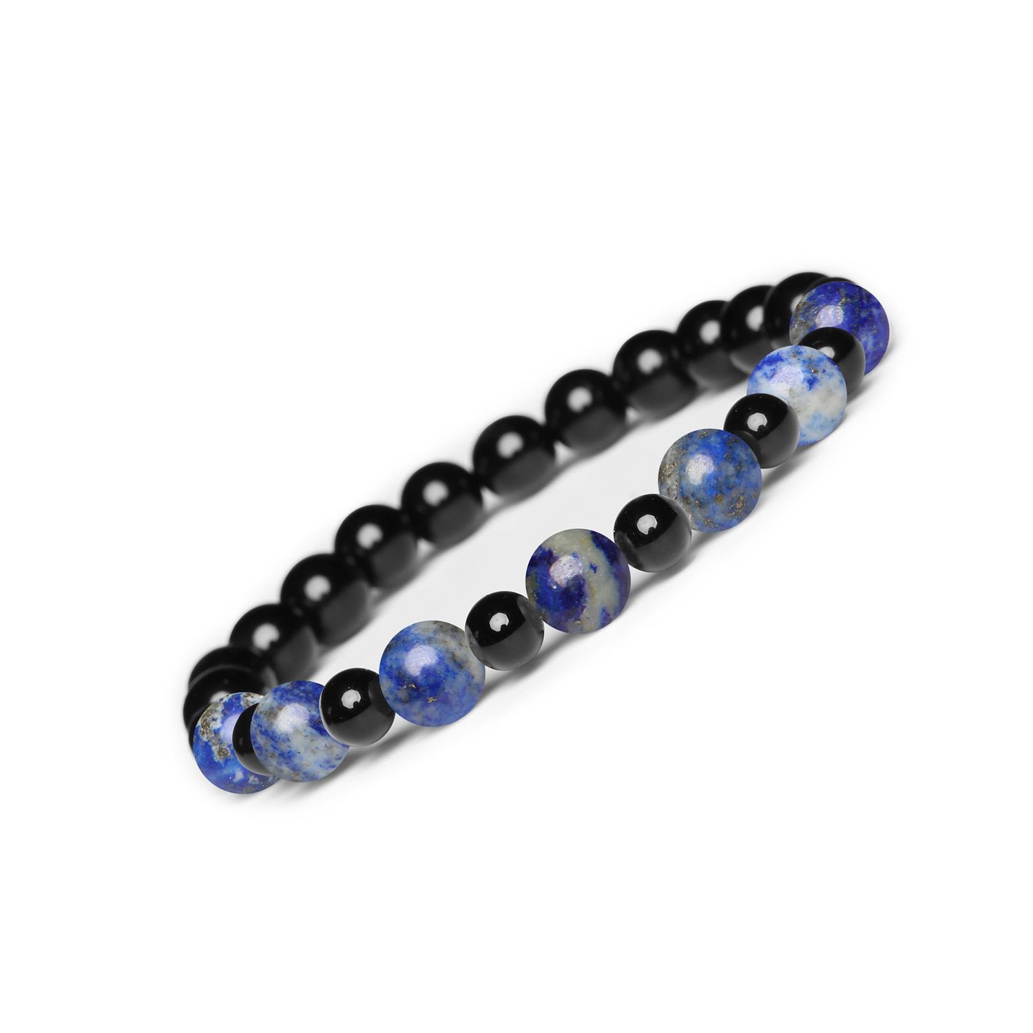 Bransoletka z kamieni naturalnych Lapis Lazuli i Onyksu z kolekcji Mijaha – doskonała dla Kobiet i Mężczyzn Bransoletka z kamieni naturalnych Lapis Lazuli i Onyksu z kolekcji Mijaha dla kobiet i mężczyzn