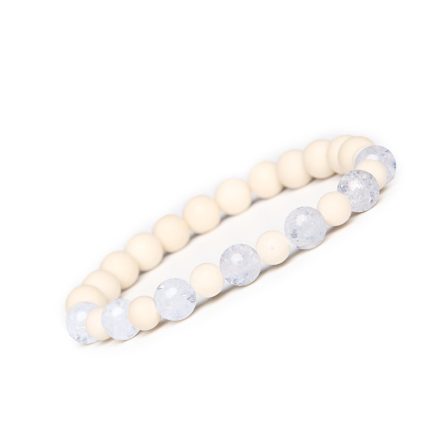 Bransoletka z kamieni naturalnych Mijaha - Kryształ Górski Lodowy i Kamień Rzeczny, dla kobiet Bransoletka Mijaha z naturalnymi kamieniami: Kryształ Górski Lodowy i Kamień Rzeczny, unisex.