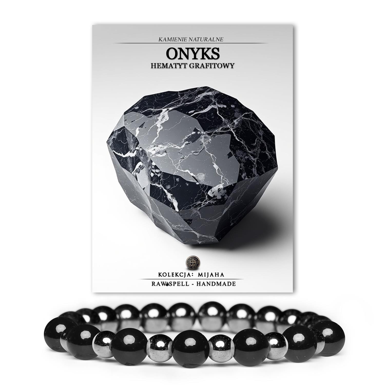 Unikatowa biżuteria z onyksu i hematytu grafitowego, dedykowana kobietom i mężczyznom, kolekcja Mijaha.
