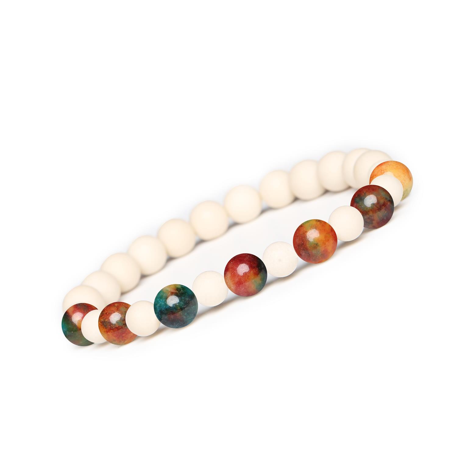 Bransoletka z kamieni naturalnych agat i kamień rzeczny z kolekcji Mijaha, idealna dla kobiet i mężczyzn Bransoletka z kolekcji Mijaha z naturalnymi agatami i kamieniami rzecznymi, modny dodatek zarówno dla kobiet, jak i mężczyzn.