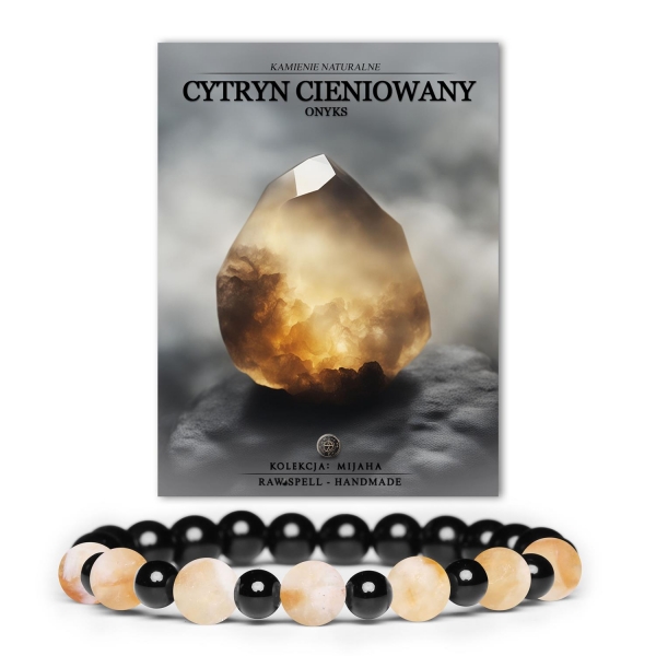 Cytryn Cieniowany i Onyks - Bransoletka na gumce z kolekcji Mijaha, dla Kobiet i Mężczyzn