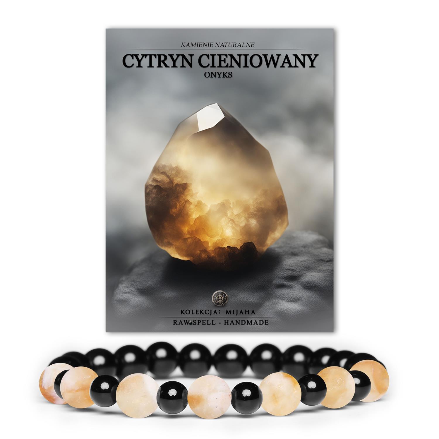 Cytryn Cieniowany i Onyks - Bransoletka na gumce z kolekcji Mijaha, dla Kobiet i Mężczyzn